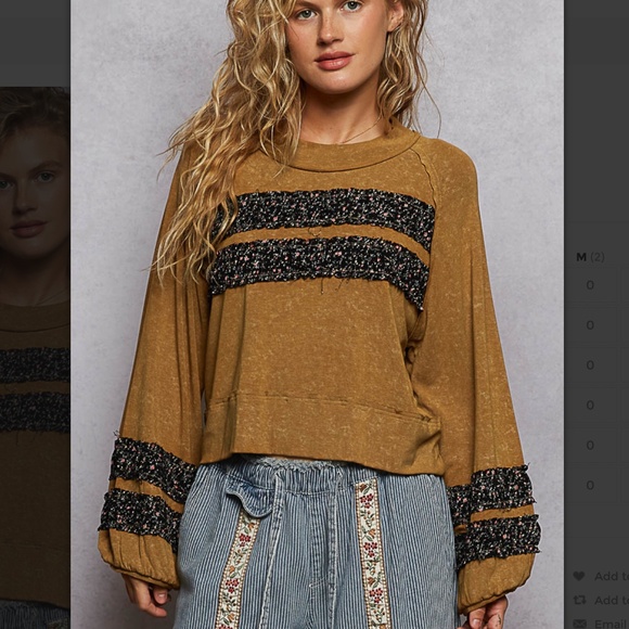 POL “ Dixie “ POL Jersey Top with Balloon Sleeves 66A - Picture 2 of 5